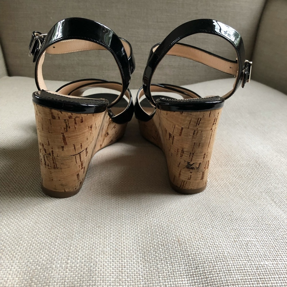 Prada Sandals Patent Wedge Platform Cork Black 10 - image 7